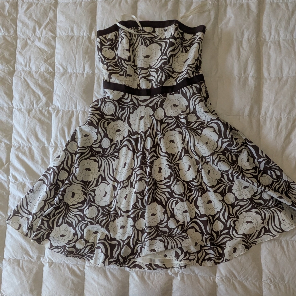 Ann Taylor Floral Dress in Brown and White